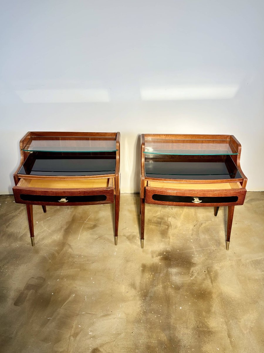 Paire de tables de chevet - Dans le goût de Paolo Buffa, Milan,  circa 1960-photo-3