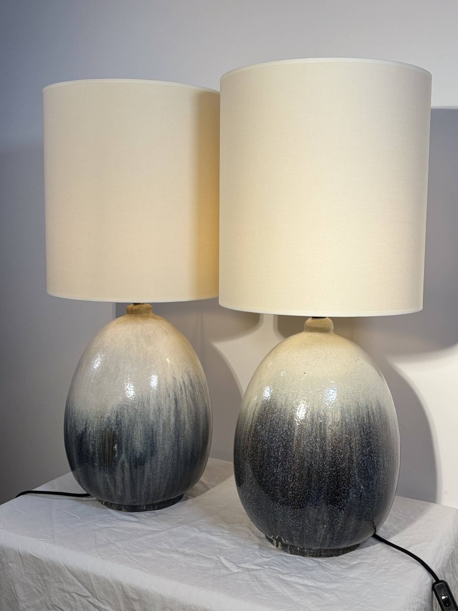 Paire de lampes de table en céramique par Marcello Fantoni, Florence, Italie, vers 1970-photo-4