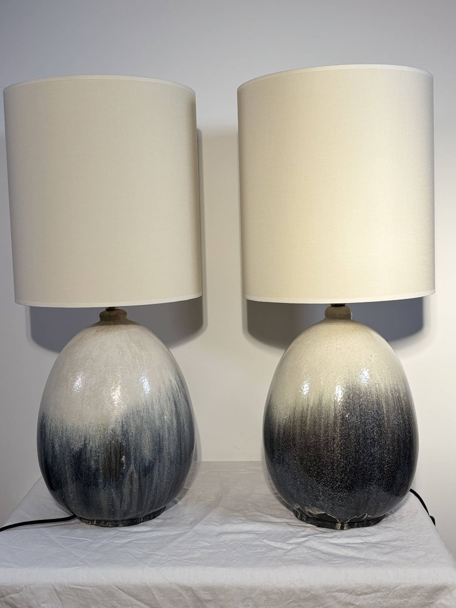 Paire de lampes de table en céramique par Marcello Fantoni, Florence, Italie, vers 1970-photo-2