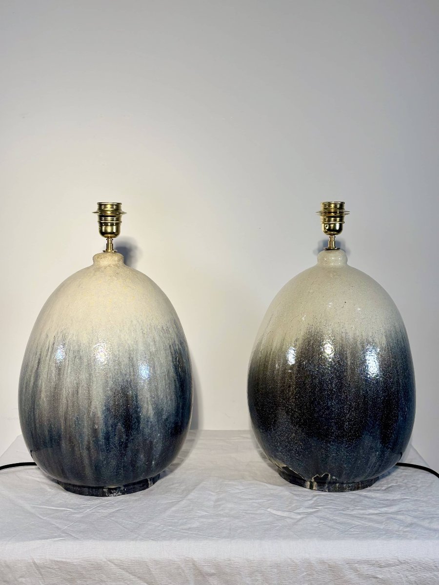 Paire de lampes de table en céramique par Marcello Fantoni, Florence, Italie, vers 1970-photo-3