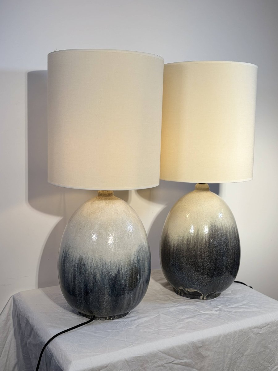 Paire de lampes de table en céramique par Marcello Fantoni, Florence, Italie, vers 1970-photo-5