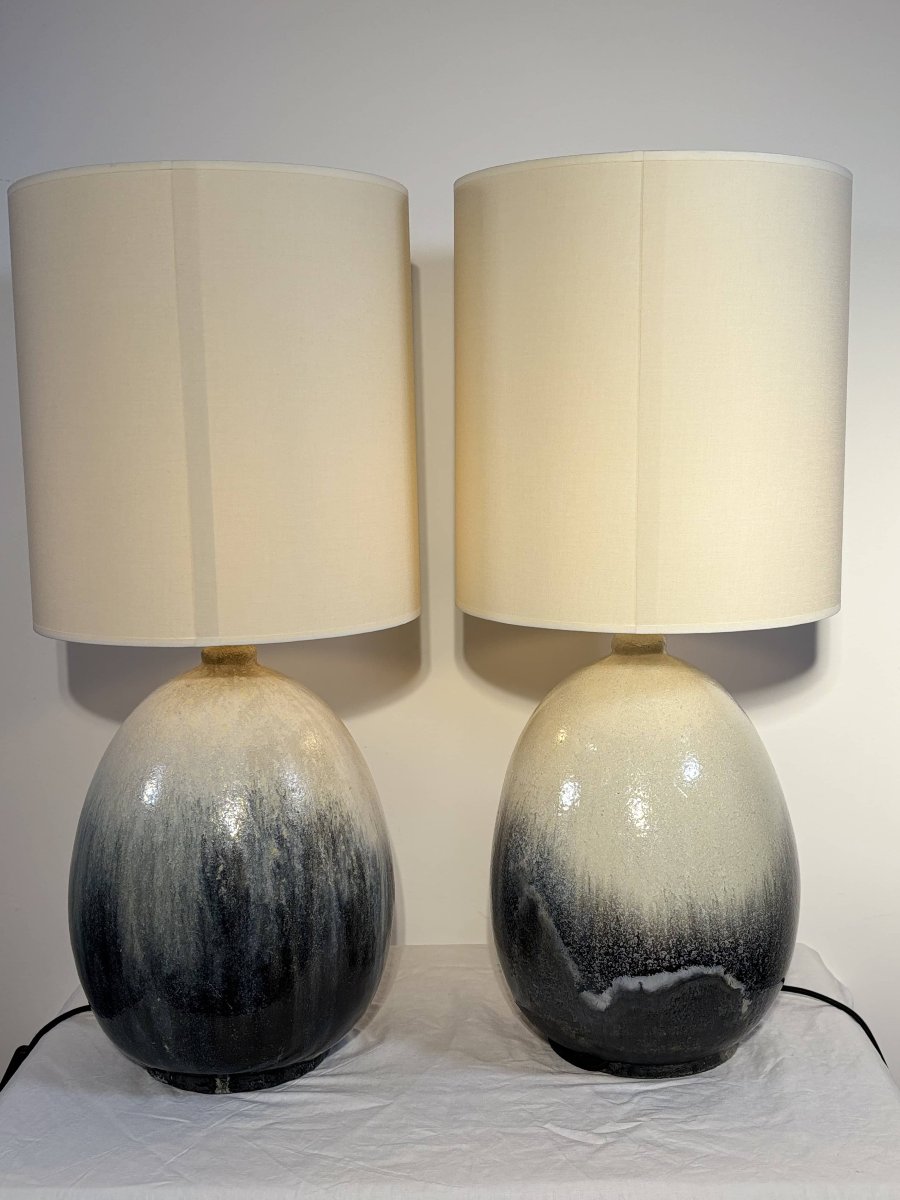 Paire de lampes de table en céramique par Marcello Fantoni, Florence, Italie, vers 1970-photo-7