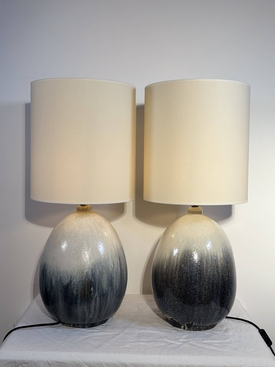 Paire de lampes de table en céramique par Marcello Fantoni, Florence, Italie, vers 1970