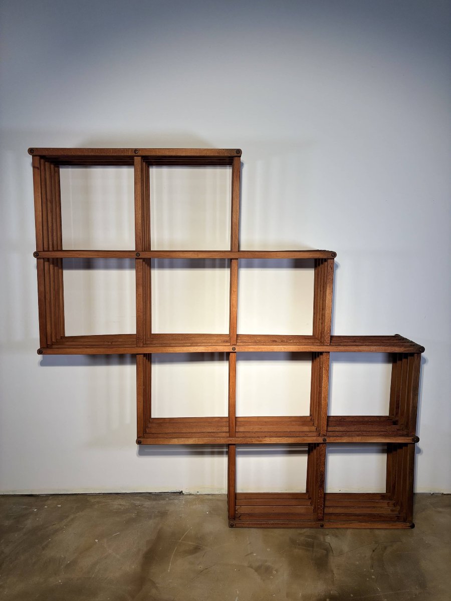Modular Folding Bookcase, Attributed To Vico Magistretti, Italy Circa 1970-photo-2
