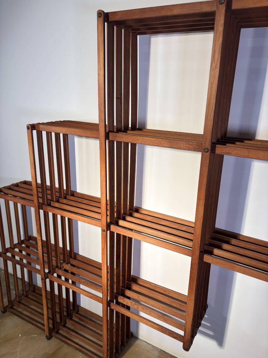 Modular Folding Bookcase, Attributed To Vico Magistretti, Italy Circa 1970-photo-3