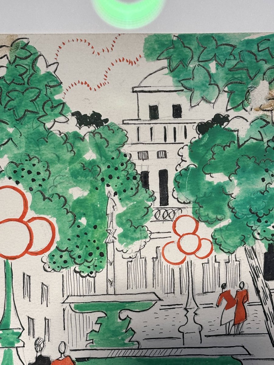 Thérèse Hummel (1896–1967) – *the Lovers, Place De La Comédie* – Signed Watercolors – 20th Century-photo-4