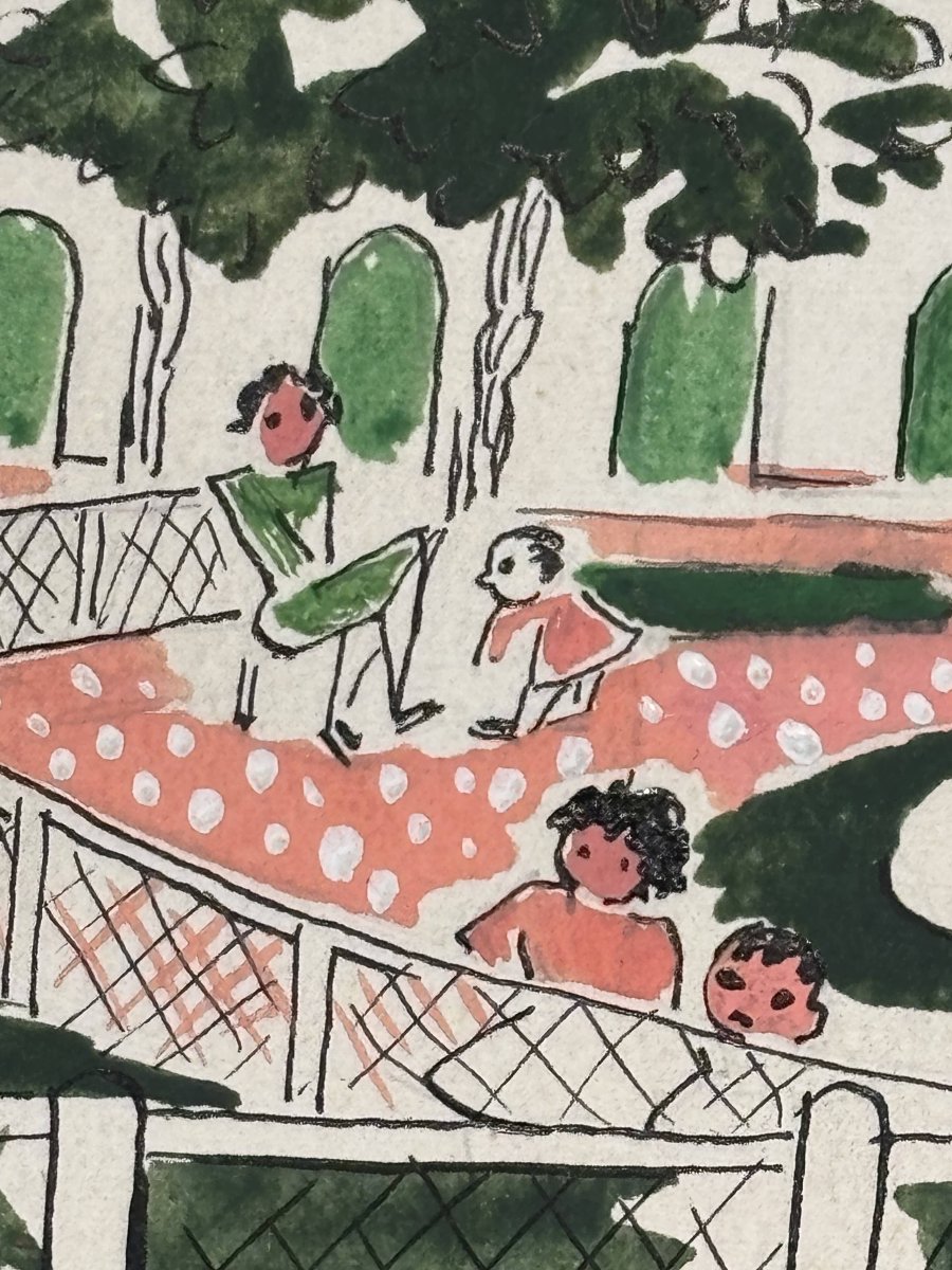 Thérèse HUMMEL (1896-1967) – La Place des Vosges - Aquarelle signée - XXe siècle-photo-2