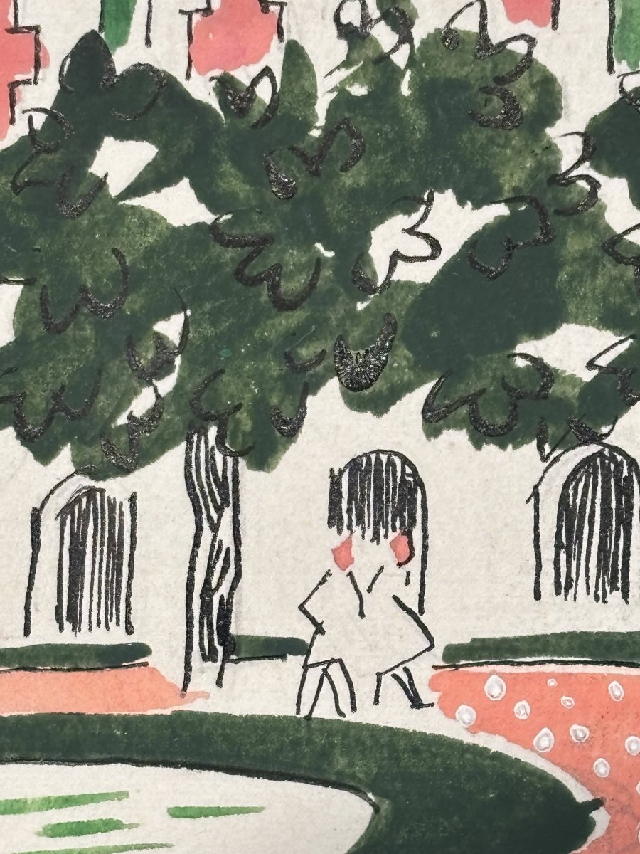 Thérèse HUMMEL (1896-1967) – La Place des Vosges - Aquarelle signée - XXe siècle-photo-4