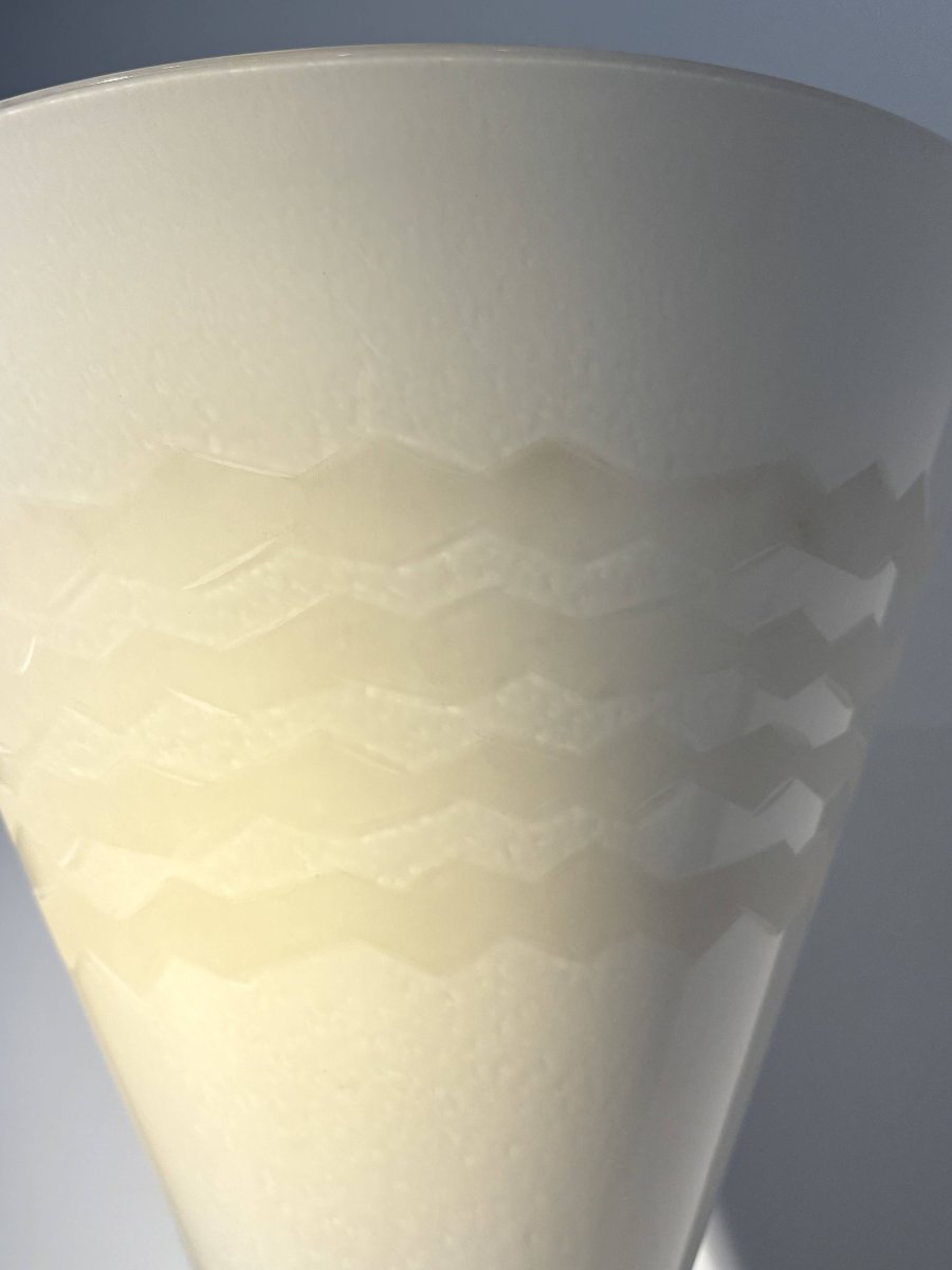 Important Borovier &amp; Toso Floor Lamp, Murano, Hand-blown Opaline Glass Bowl, Italy, Circa 1980-photo-1