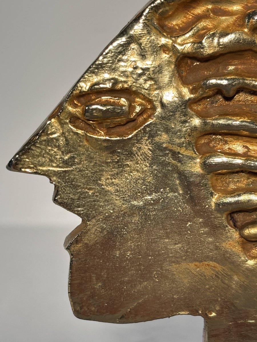 Pierre Casenove (1943) pour Fondica - Bougeoir sculpture au visage stylisé, France 1994-photo-3
