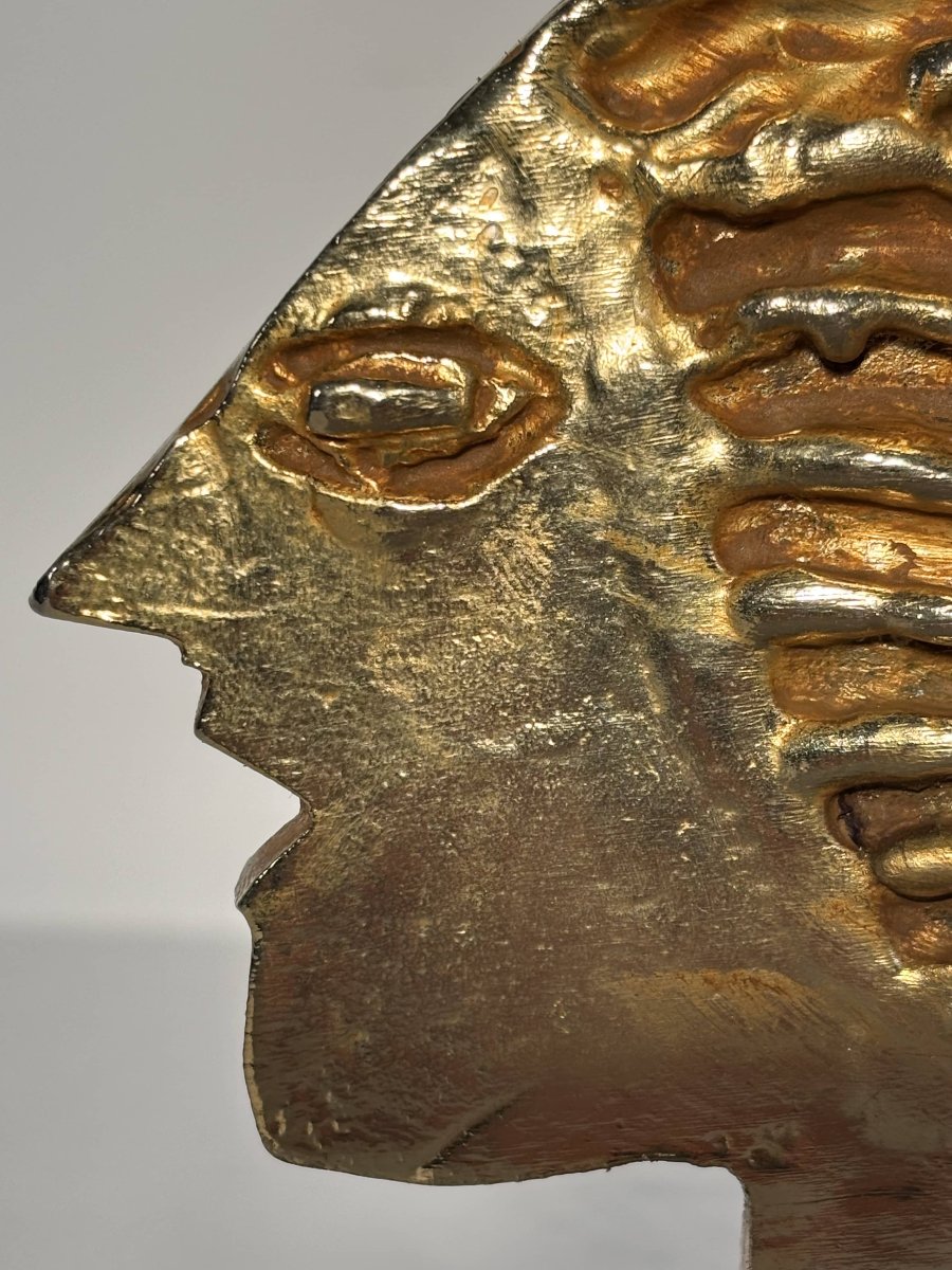 Pierre Casenove (1943) pour Fondica - Bougeoir sculpture au visage stylisé, France 1994-photo-2