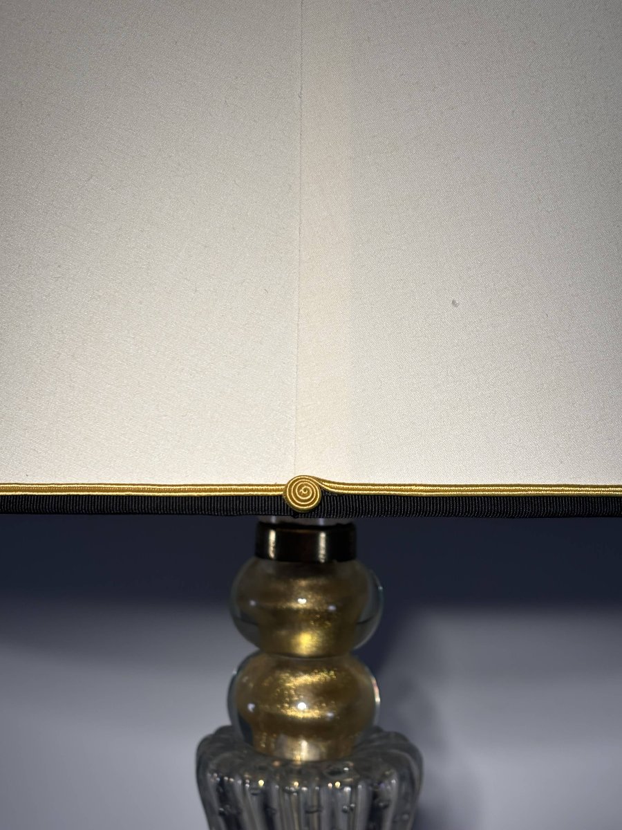 Large Italian Floor Lamp Made Of Murano Glass With Gold Inclusions—italy, Circa 1940–1950.-photo-2