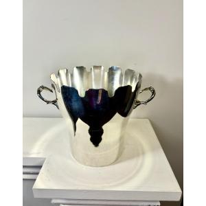 Glass Cooler Or Champagne Bucket In Silver Metal