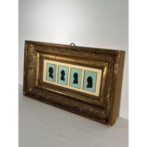 Set Of Four Painted Silhouette Portraits, France, Late 18th - Early 19th Century
