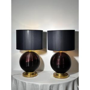 Paire de lampes en verre de Murano des années 80, Italie, XXe siècle