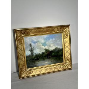 Jules-ernest Martin Chablis, Oil On Panel, French School 19th Century, Signed.