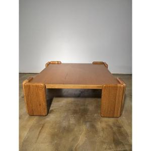 Mario Marenco Coffee Table For Mobilgirgi - Solid Oak - Italy, 1970s