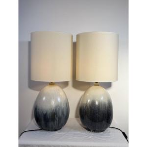 Paire de lampes de table en céramique par Marcello Fantoni, Florence, Italie, vers 1970