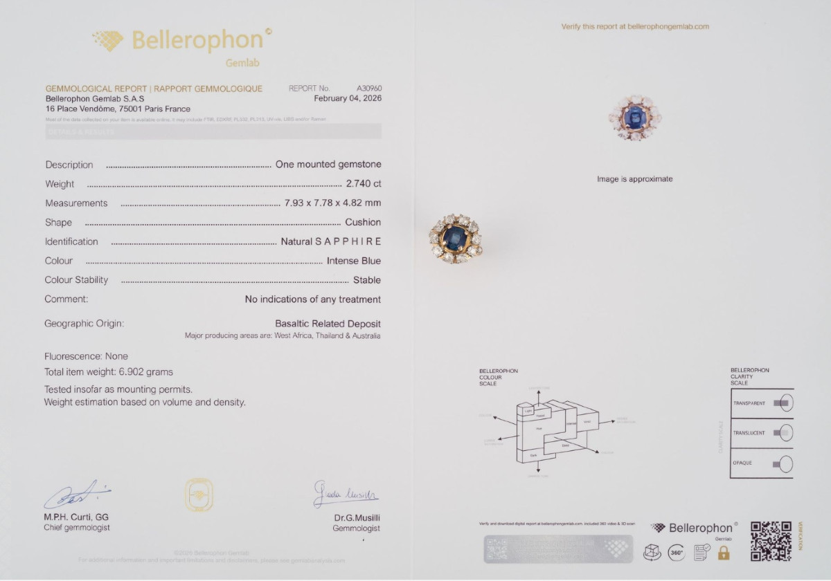 Natural Cushion Sapphire Ring Surrounded By Diamonds-photo-1