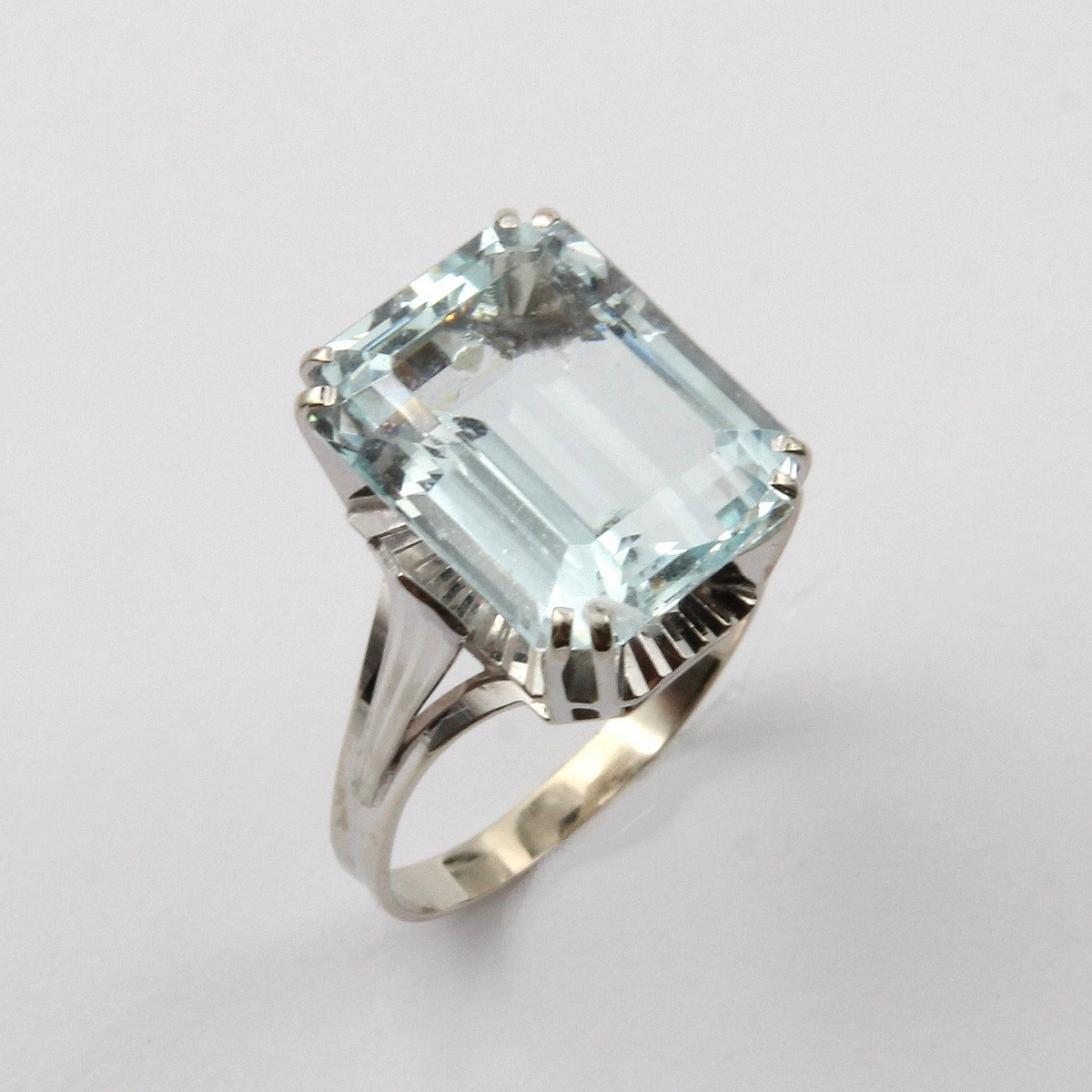 Emerald-cut Aquamarine Ring