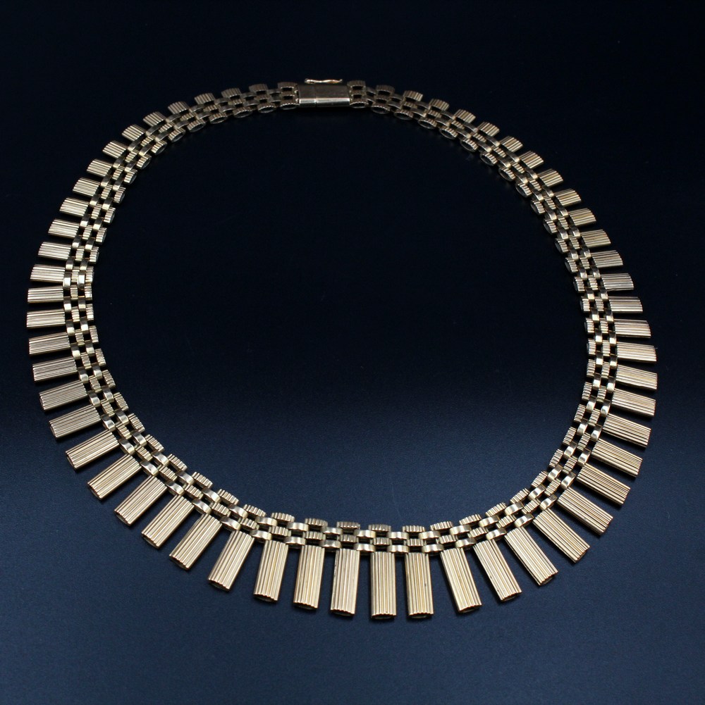 Collier draperie or jaune réversible