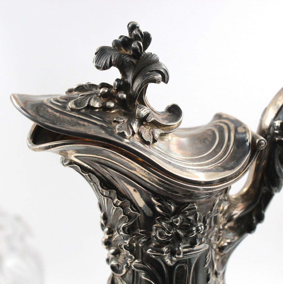 Paire de carafes à vin en cristal et argent-photo-2
