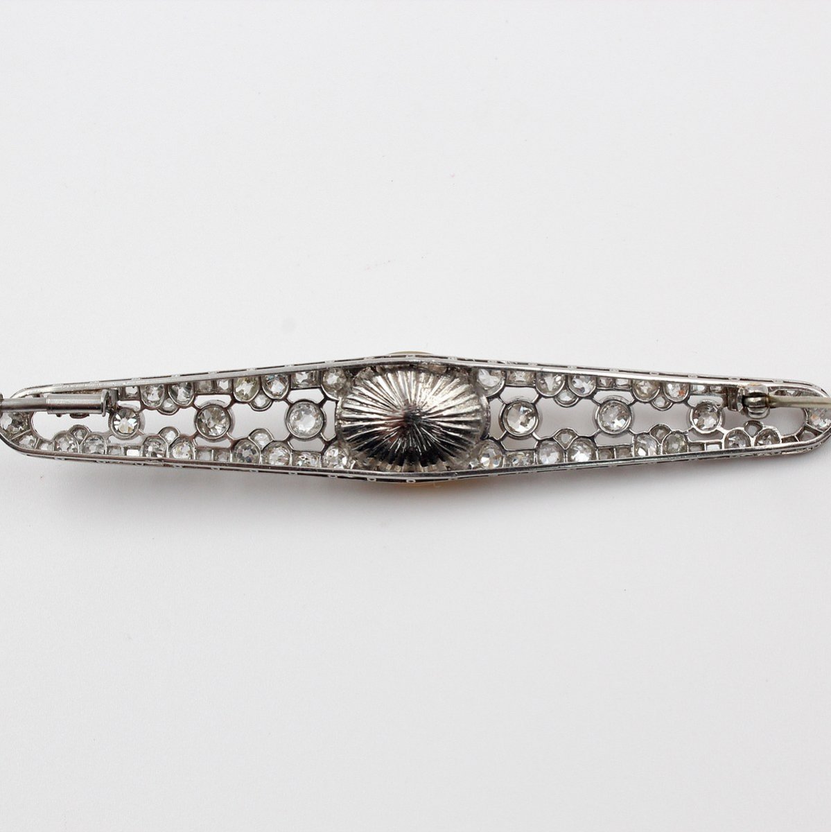 Broche barrette perle blister et diamants vers 1910-photo-2
