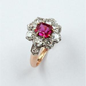 Burmese Ruby Pompadour Ring
