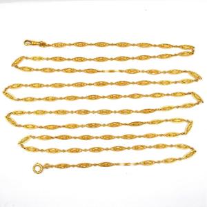 Long Yellow Gold Watch Chain