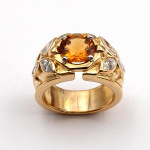 Citrine And Diamond Ring