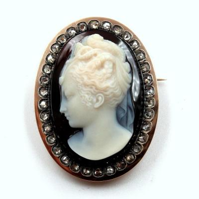 Cameo Brooch On Onyx