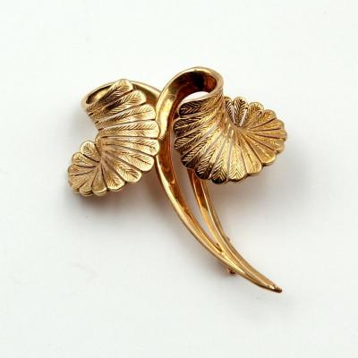 Yellow Gold Palm Leaf Brooch