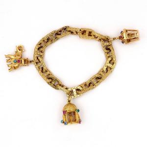 Rollang & Cie - Chain Bracelet Adorned With Three Pendants