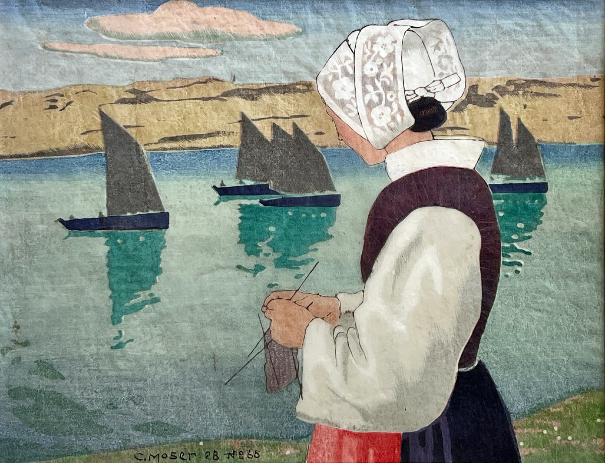 The Departure Of The Boats, Brittany, Douarnenez, By Carl Moser, 1928