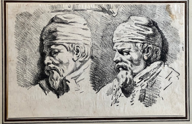 18th Century Drawing, Two Dacian Heads