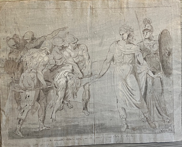 Julien De Parme, Achilles Meets Patroclus, Drawing Dated 1763