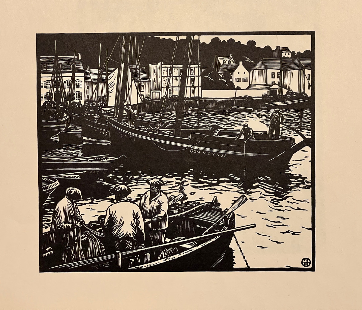 Wood Engravings, The Departure Of The Boats And The Port Of Audierne, Brittany-photo-2
