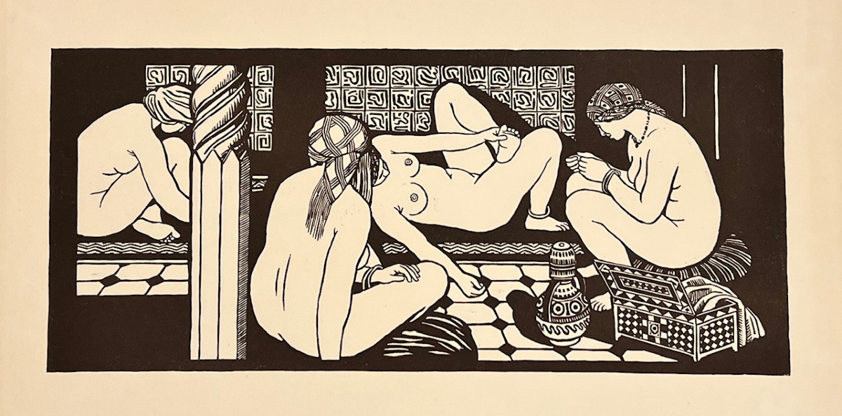 Le Hammam, Woodcut By Jules Migonney