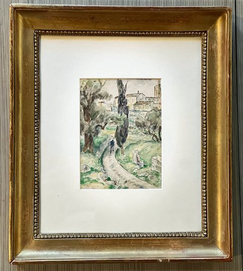 Adolphe-Marie Beaufrère, paysage au cyprès-photo-2