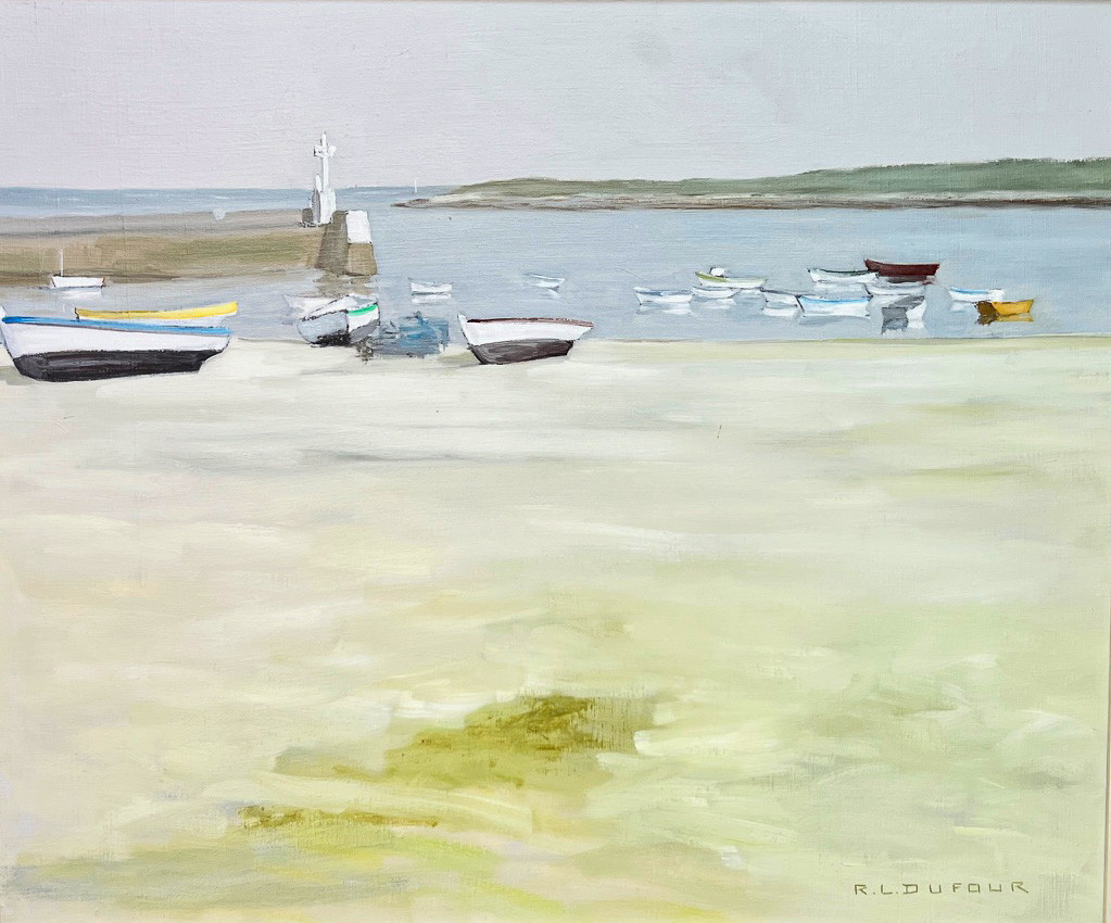 Roger Lucien Dufour, les barques au port, Bretagne