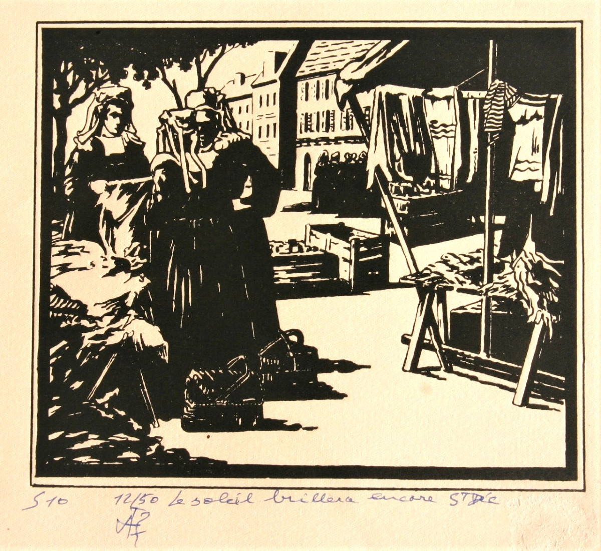 Bretagne, scènes de marché, 2 bois gravés