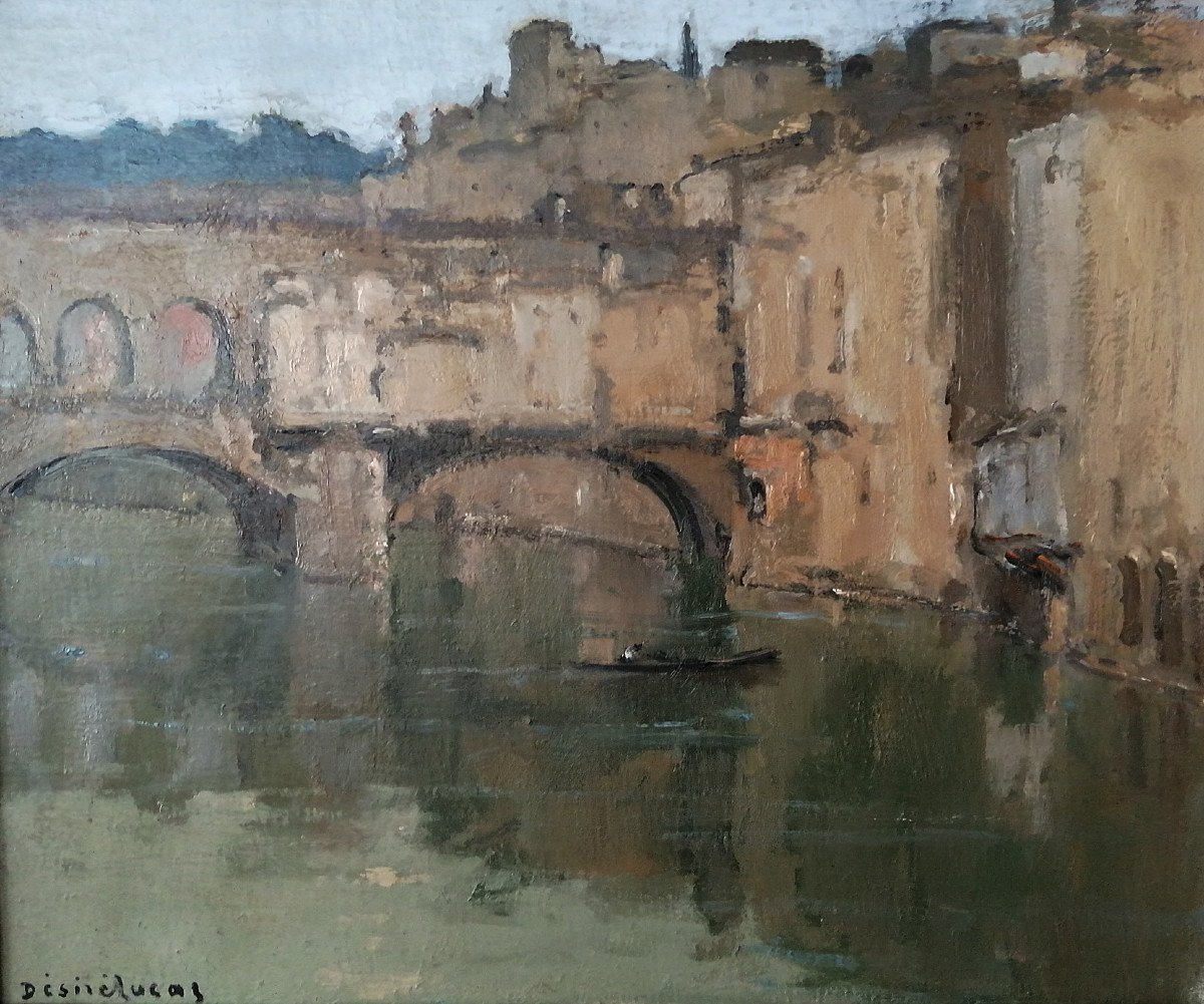 Louis-marie Désiré Lucas, The Ponte Vecchio In Gray Weather, Florence, Italy