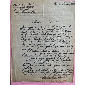 Lettre de Michel Ange Bernard, exposition Emile Bernard, 1946