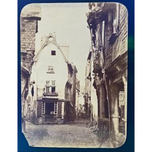 Ancienne photo du centre de la ville de Vitré, Bretagne, XIXème