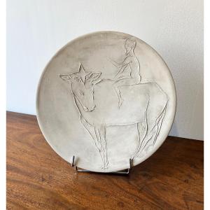 Anton Prinner, grand plat, Vallauris, Tapis Vert