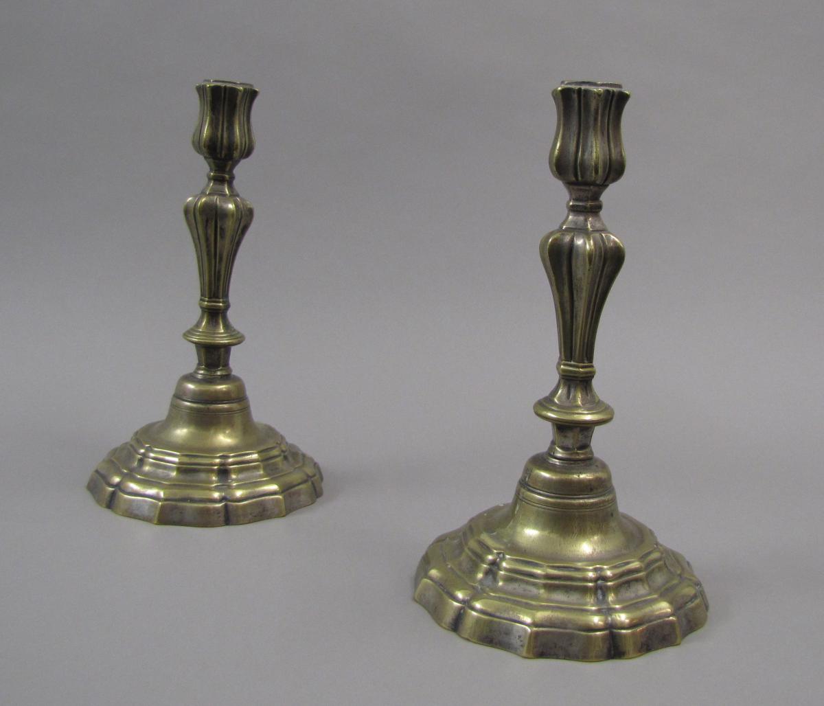 Pair Of Silver Candlesticks In Bronze XVIII-photo-2