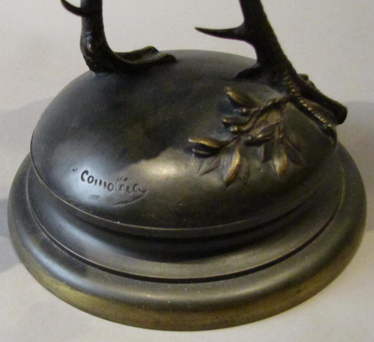 Rooster In Bronze Signed Paul Comolera (1818/1897)-photo-4