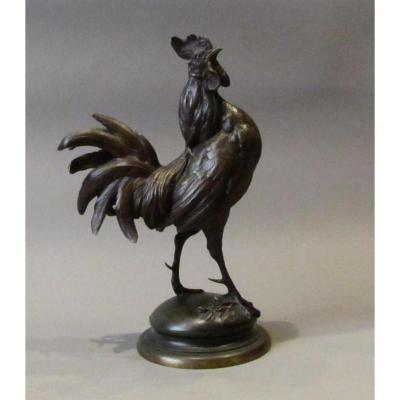 Rooster In Bronze Signed Paul Comolera (1818/1897)
