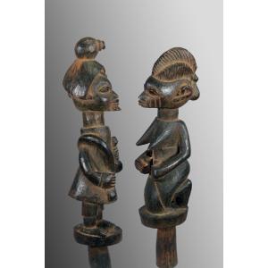 Pair Of Eshu Yoruba Dance Sticks. Nigeria