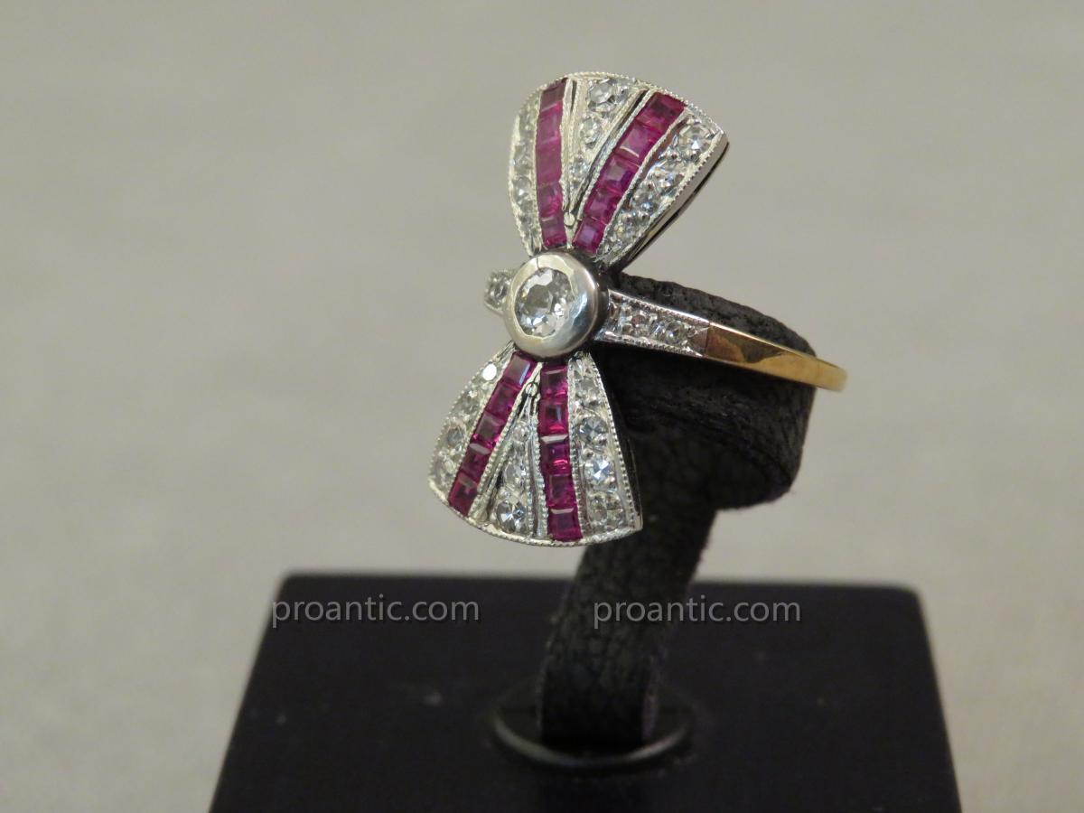 Diamond And Ruby Knot Ring
